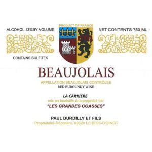 Paul Durdilly Beaujolais Les Grandes Coasses La Carrière label